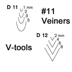 Pfeil Swiss Made Mid-size #11 Veiners and V-tools