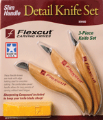 FLEXCUT KN115 Carving Knives, Chip Carving Set, High Carbon Steel Blades,  Ergonomic Ash Handle, Set of 3