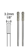 Diamond coated grinding bits, ball-shaped 1/8" (3.2mm) 2 pcs.
